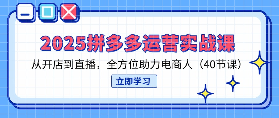 (14259期)2025拼多多运营实战课,从开店到直播,全方位助力电商人(40节课)-D先生轻创