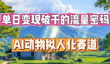 单日变现破k的流量密码，AI动物拟人化赛道-D先生轻创