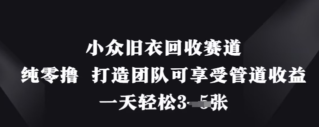 小众旧衣回收赛道,纯零撸 打造团队可享受管道收益,一天轻松3张-D先生轻创