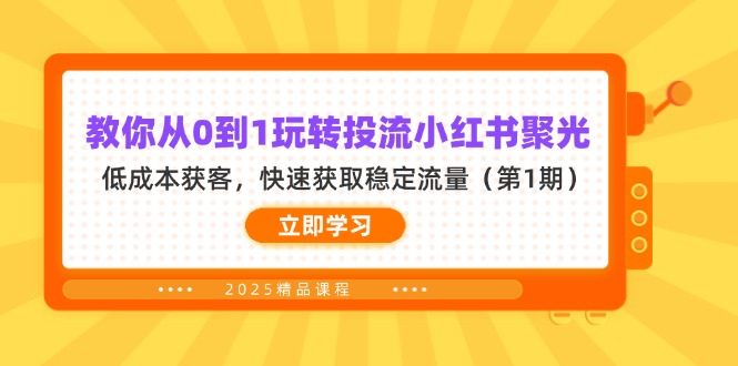 (14260期)教你从0到1玩转投流小红书聚光,低成本获客,快速获取稳定流量(第1期)-D先生轻创