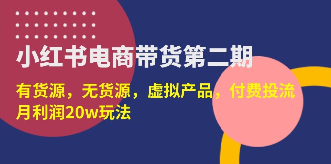 （14186期）小红书电商带货第二期，有货源，无货源，虚拟产品，付费投流，月利润20w-D先生轻创