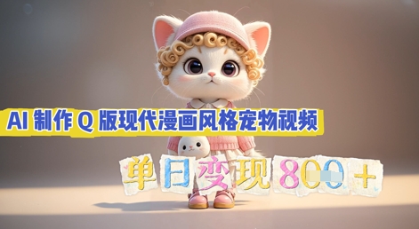 AI制作Q版现代漫画风格宠物视频,单日变现几张-D先生轻创